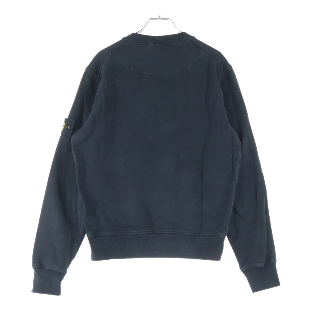 STONE ISLAND(ストーンアイランド) Garment Dyed Brushed Cotton Sweatshirt ガーメントダイ ロゴワッペン クルーネックスウェットトレーナー ブラック 771563020