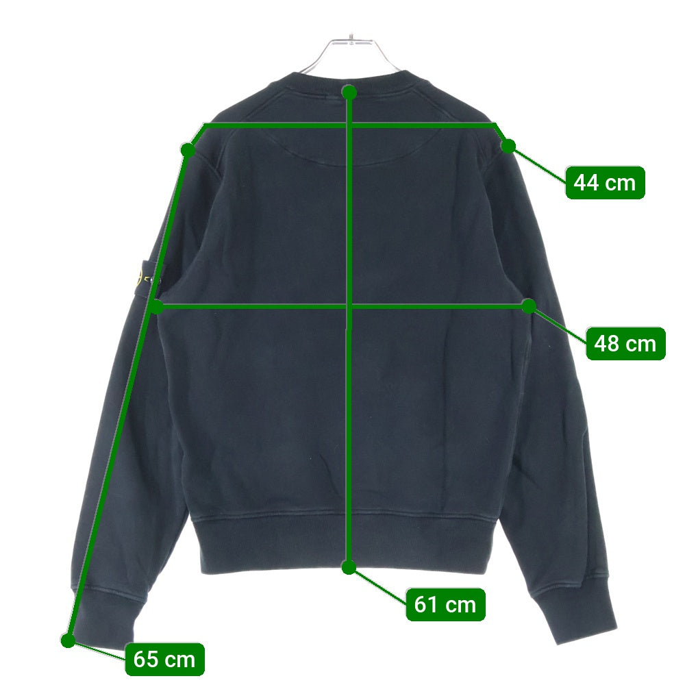 STONE ISLAND(ストーンアイランド) Garment Dyed Brushed Cotton Sweatshirt ガーメントダイ ロゴワッペン クルーネックスウェットトレーナー ブラック 771563020