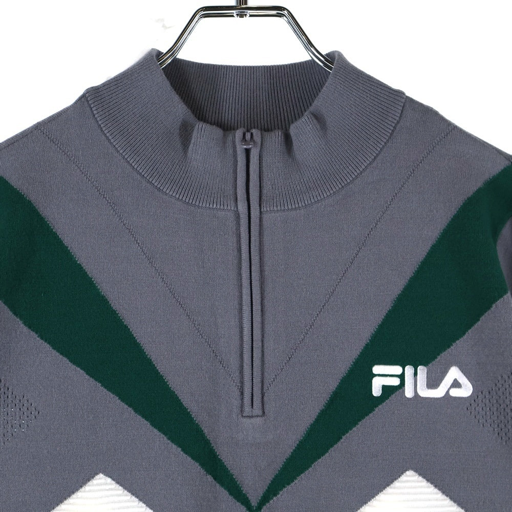 MAGIC STICK(マジックスティック) ×FILA WHITE LINE ハーフジップモックネックニットジャージ 406F11W319 グレー