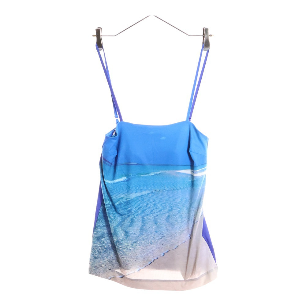 NO BRAND(ノーブランド) 21SS GVGV Beach Print Cami Top ジーブイジーブイ ビーチプリントキャミトップ レディース 総柄キャミソール GV2113007 ブルー