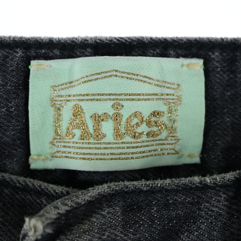 Aries(アリエス) LILLI JEANS セルヴィッジデニムジーンズ レディース ダメージ加工ボタンフライデニムパンツ ブラック