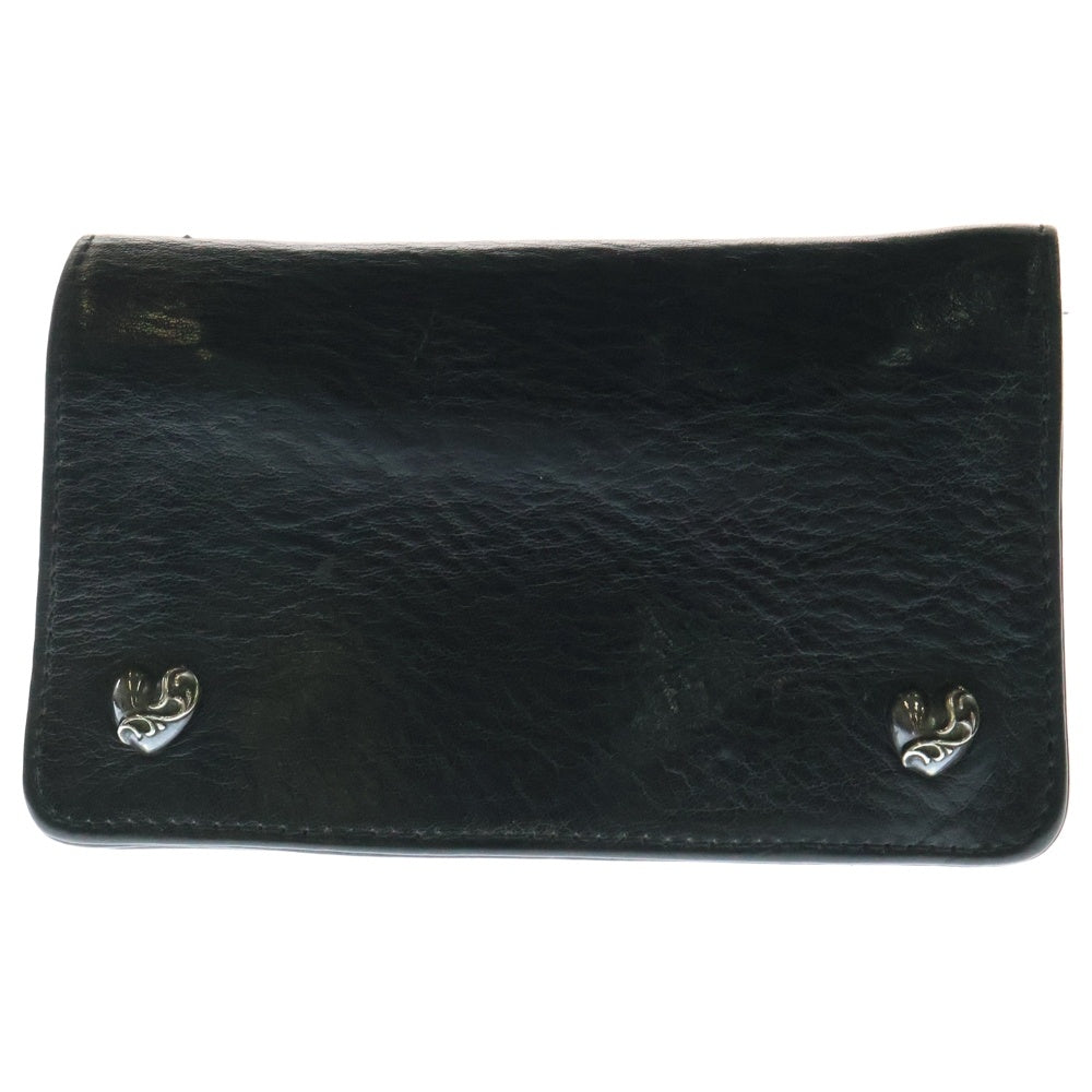 CHROME HEARTS(クロムハーツ) 2ZIP 2ジップ ハートボタンレザーウォレット 財布 ブラック BCA363