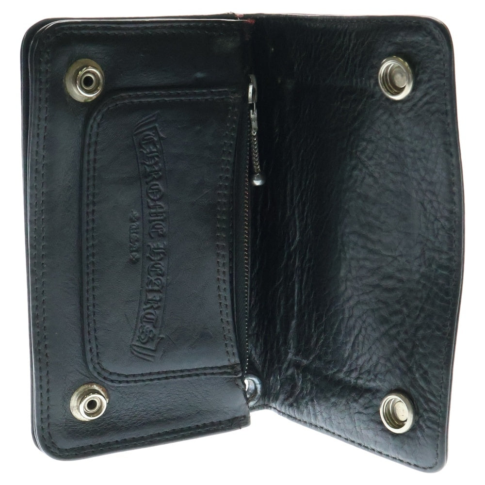 CHROME HEARTS(クロムハーツ) 2ZIP 2ジップ ハートボタンレザーウォレット 財布 ブラック BCA363