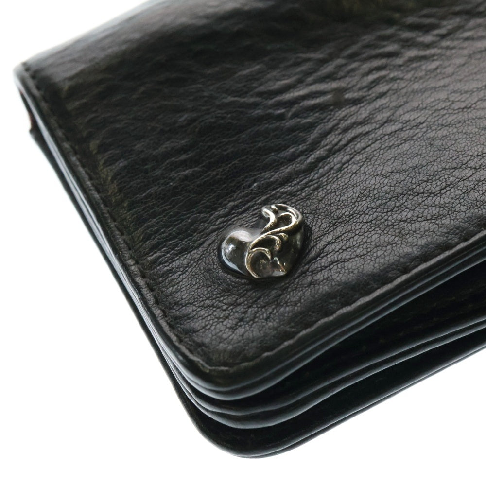 CHROME HEARTS(クロムハーツ) 2ZIP 2ジップ ハートボタンレザーウォレット 財布 ブラック BCA363