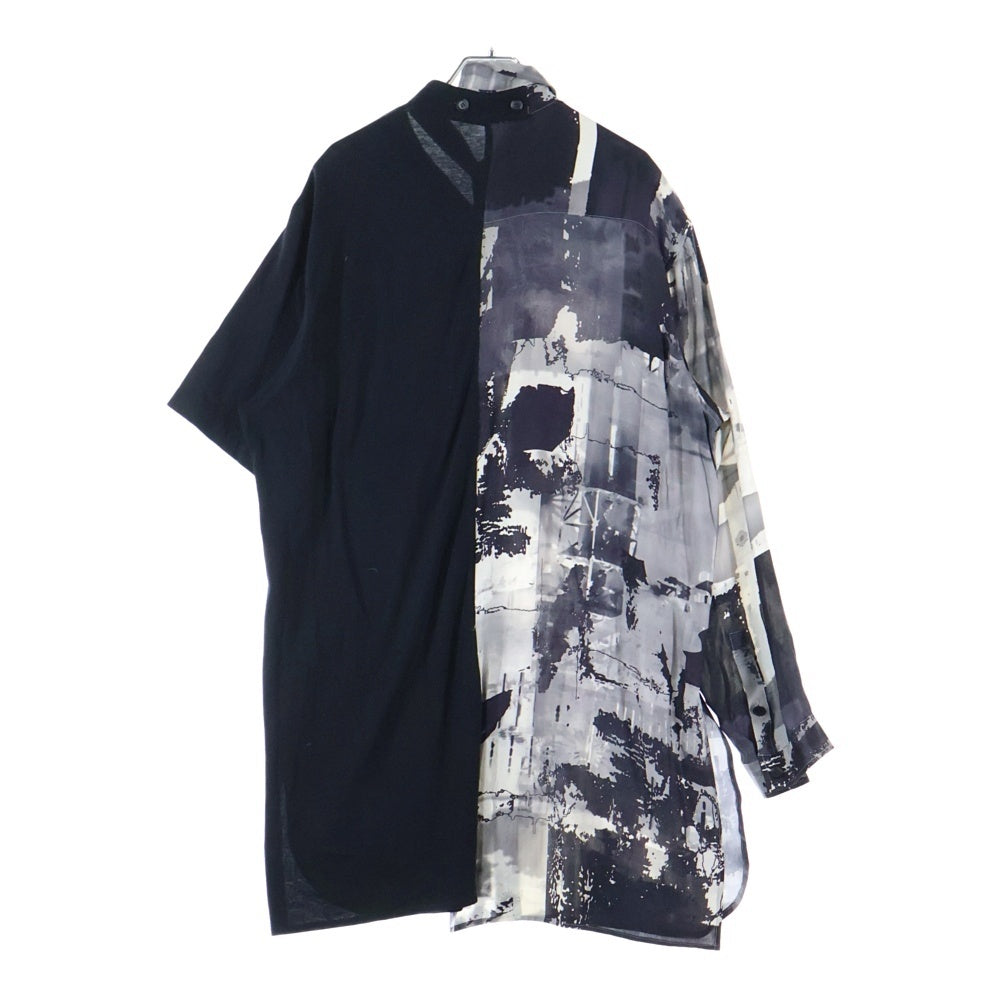 Yohji Yamamoto FEMME(ヨウジヤマモトファム) 22SS SAMPLE Silk Asymmetric Shirt シルク アシンメトリーシャツ ブラック レディース サンプル FG-B06-835