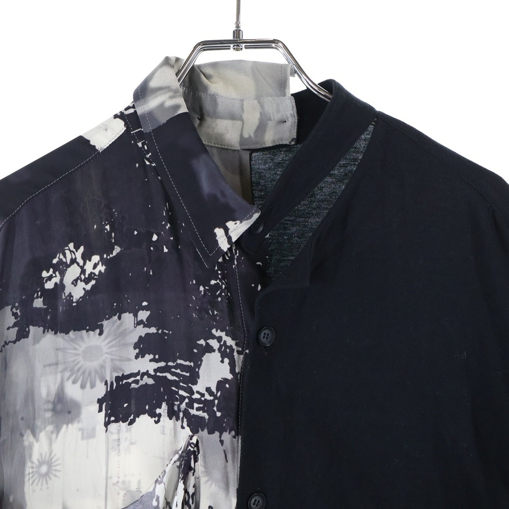 Yohji Yamamoto FEMME(ヨウジヤマモトファム) 22SS SAMPLE Silk Asymmetric Shirt シルク アシンメトリーシャツ ブラック レディース サンプル FG-B06-835