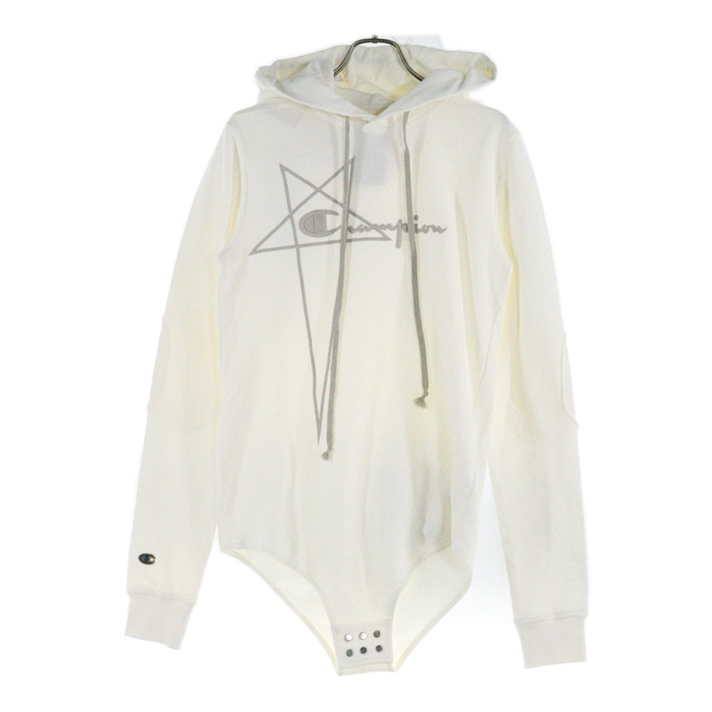 Rick Owens(リックオウエンス) ×Champion HOODED BODY チャンピオン ロゴ刺繍 プルオーバースウェットパーカー フーディー ロンパース キッズ CW02C9227-CHFE
