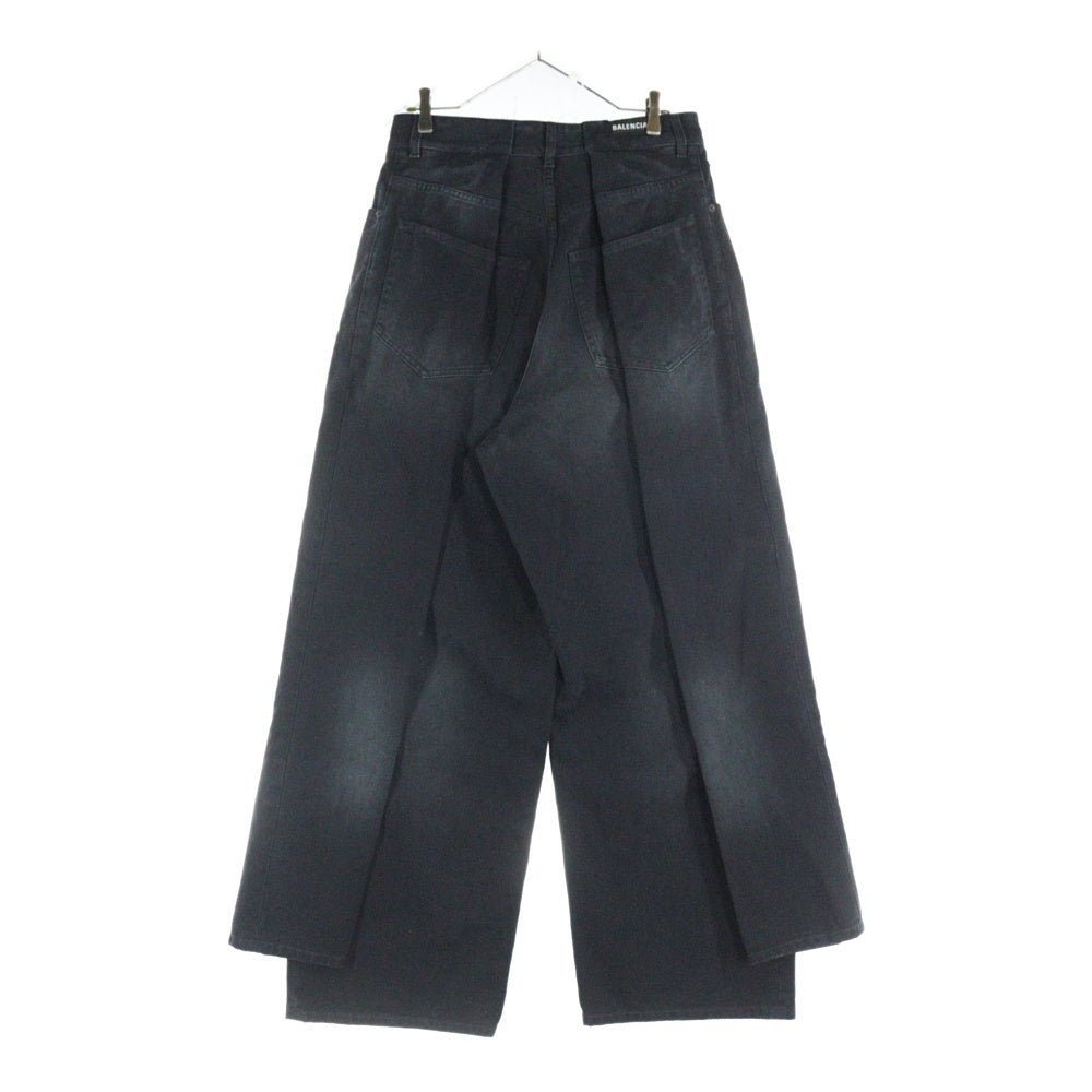 BALENCIAGA(バレンシアガ) Double Side Pants ダブルサイドパンツ ワイドパンツ ブラック 767983 TNW11