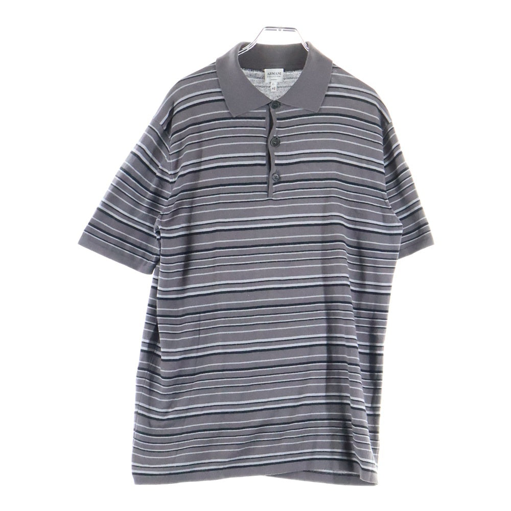 ARMANI COLLEZIONI(アルマーニ コレツィオーニ) 半袖ボーダーポロシャツ グレー