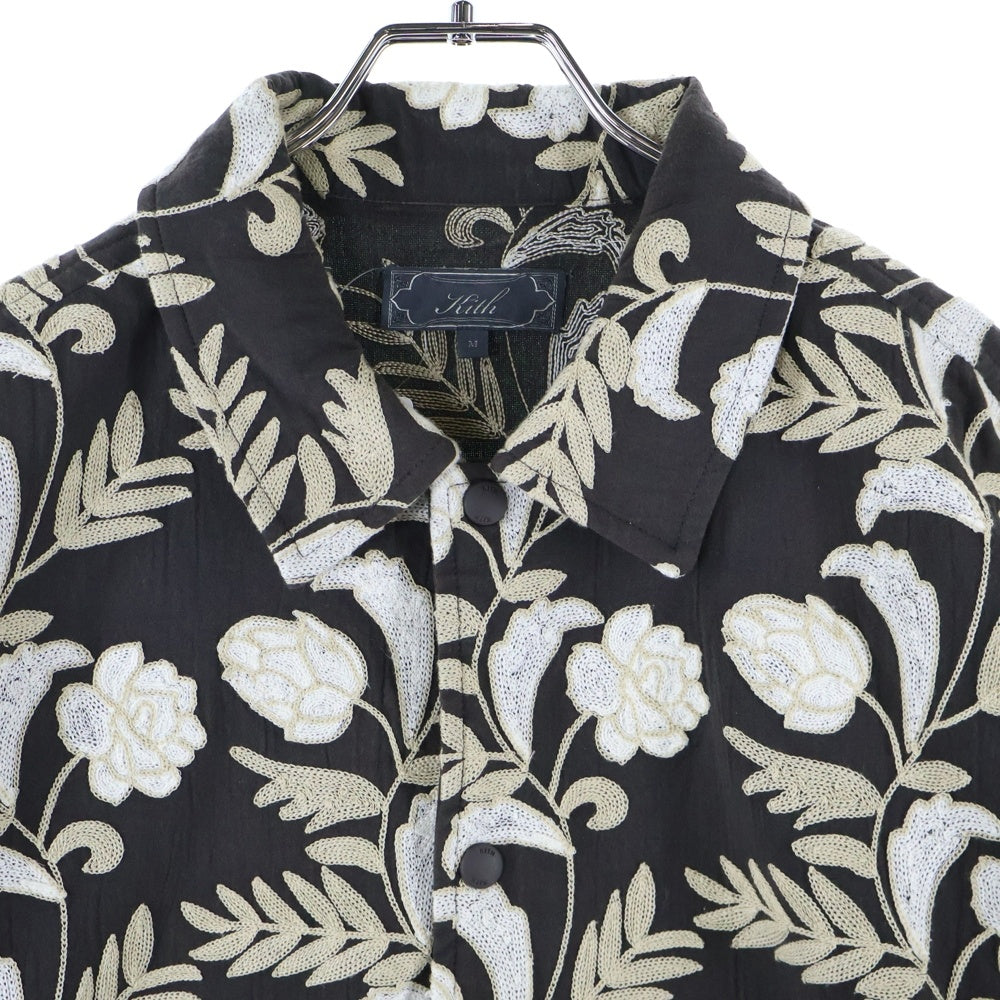KITH(キス) 25SS Floral Woodpoint shirts フローラル ウッドポイント 半袖シャツ ブラウン