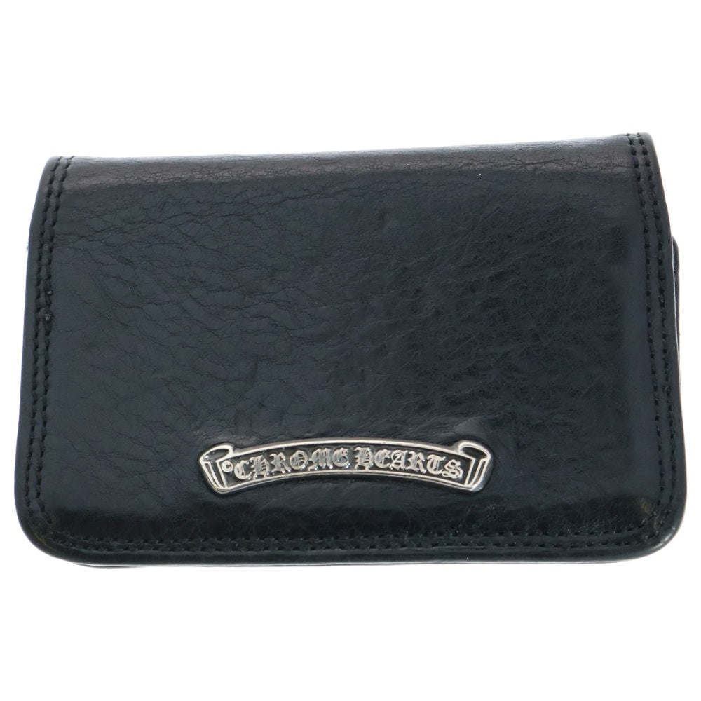 CHROME HEARTS(クロムハーツ) CARD CASE スクロールラベル レザーカードケース ブラック