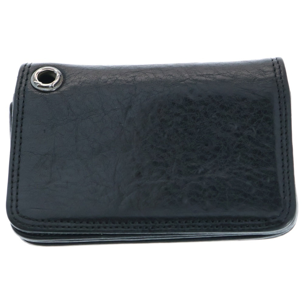 CHROME HEARTS(クロムハーツ) CARD CASE スクロールラベル レザーカードケース ブラック