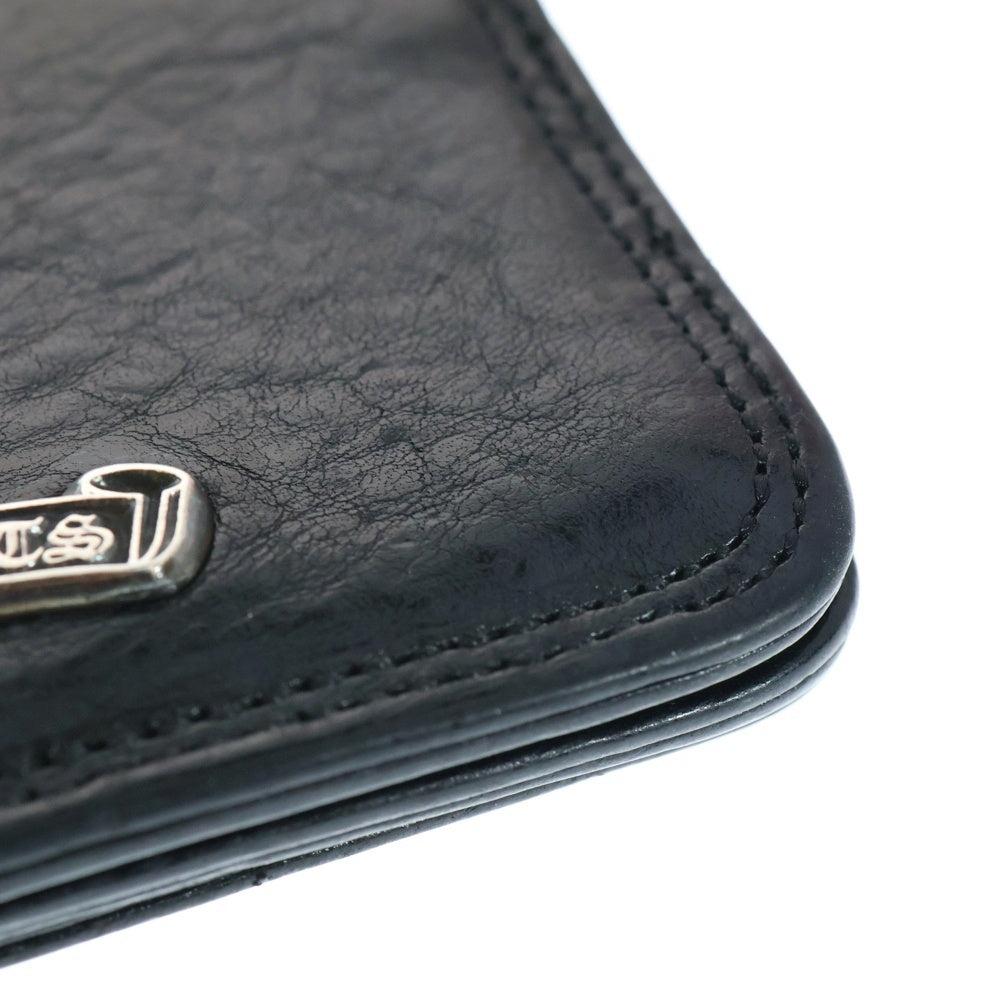 CHROME HEARTS(クロムハーツ) CARD CASE スクロールラベル レザーカードケース ブラック