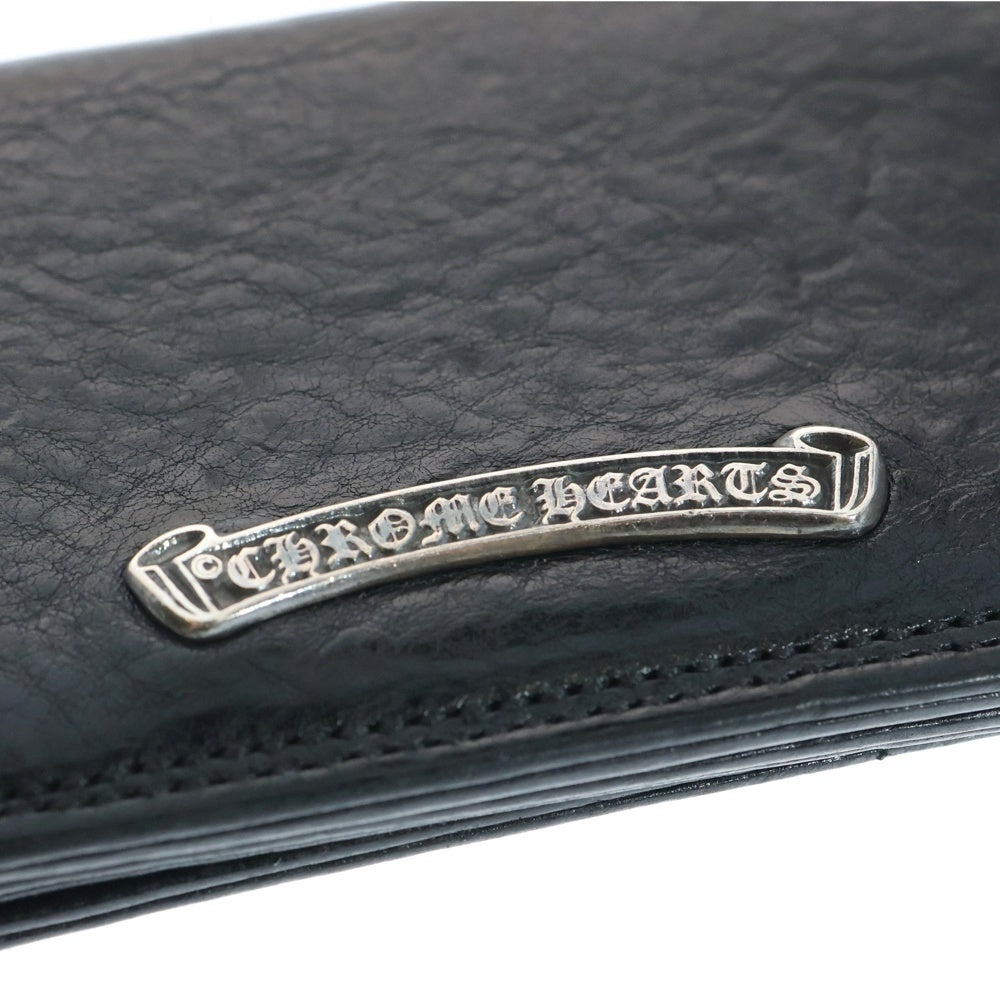 CHROME HEARTS(クロムハーツ) CARD CASE スクロールラベル レザーカードケース ブラック