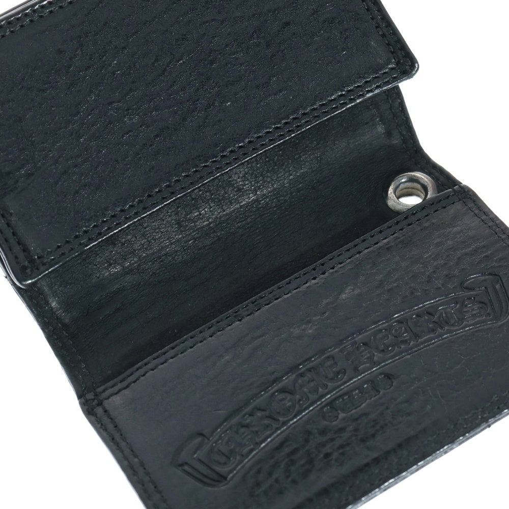 CHROME HEARTS(クロムハーツ) CARD CASE スクロールラベル レザーカードケース ブラック
