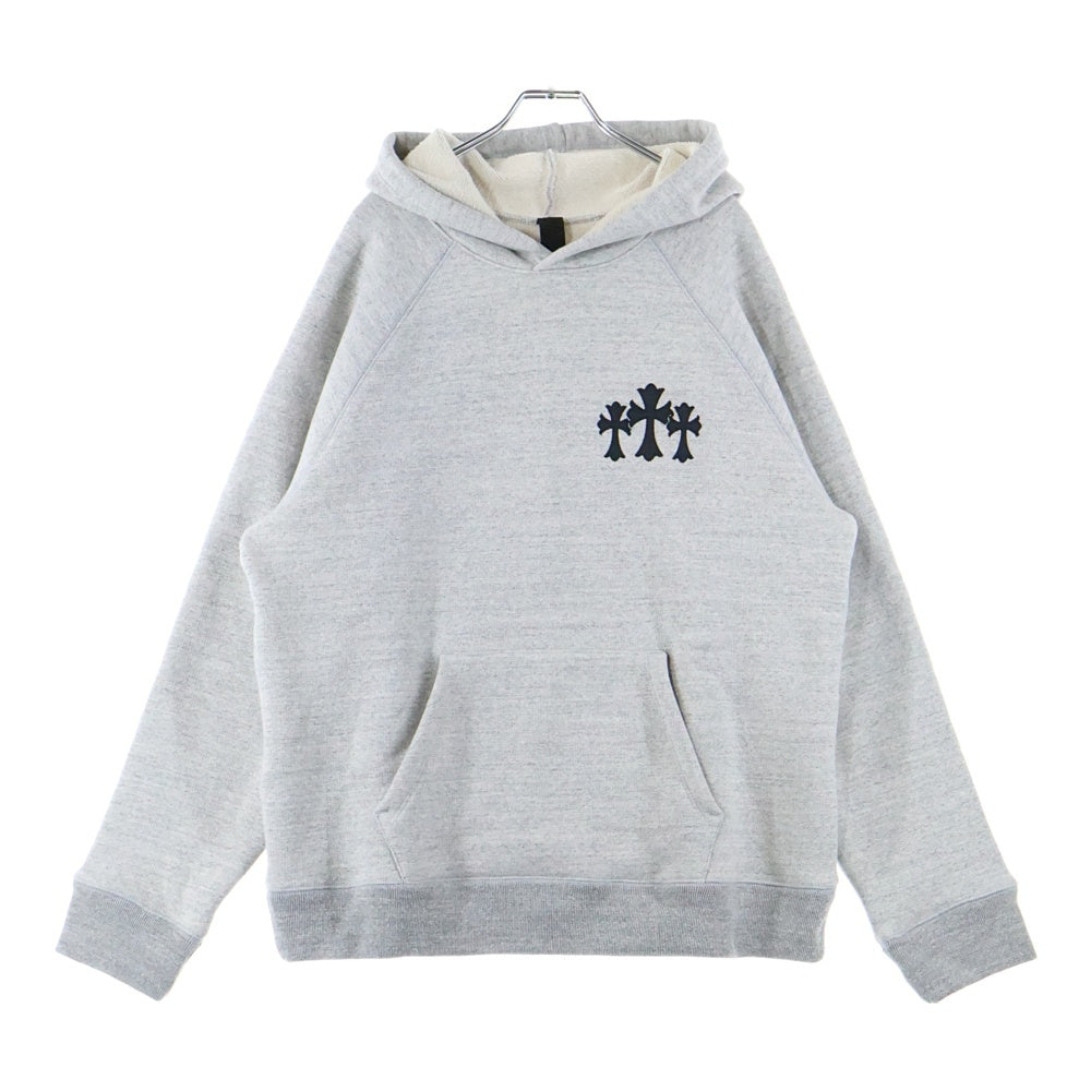CHROME HEARTS(クロムハーツ) Y NOT CH LOGO CEMETERY CROSS HOODIE PULLOVER ワイノット セメタリーロゴ クロスパッチ プルオーバーパーカー スウェットパーカー グレー