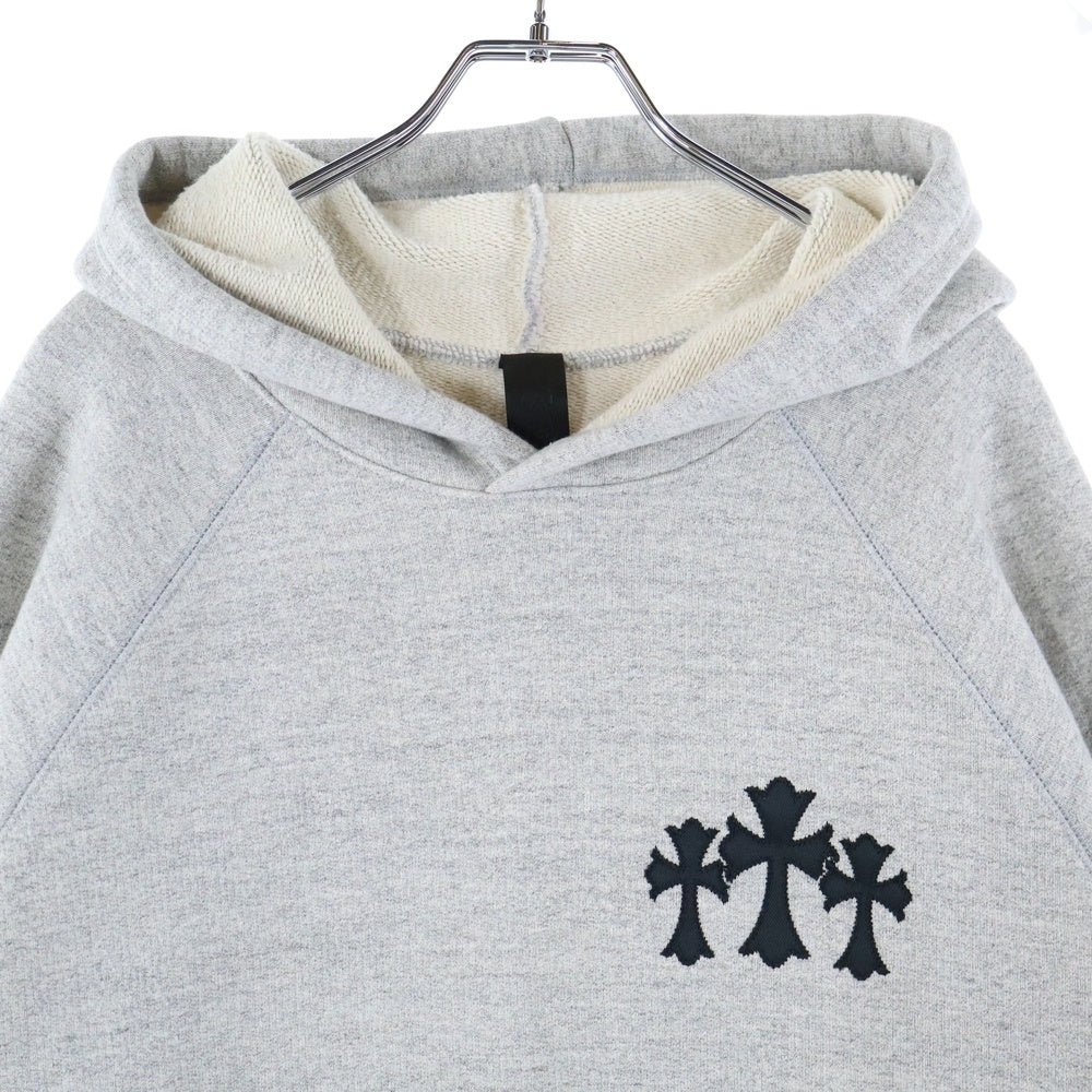 CHROME HEARTS(クロムハーツ) Y NOT CH LOGO CEMETERY CROSS HOODIE PULLOVER ワイノット セメタリーロゴ クロスパッチ プルオーバーパーカー スウェットパーカー グレー