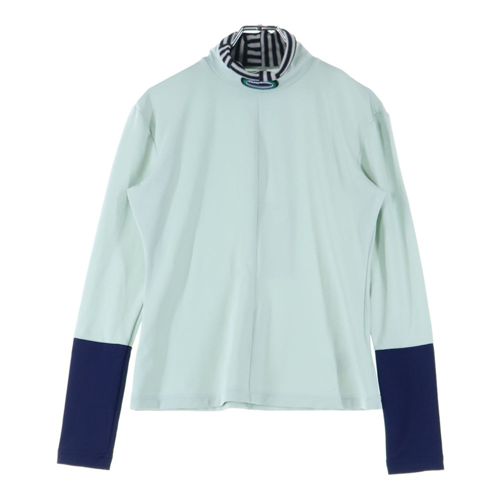 kotohayokozawa(コトハヨコザワ) High Neck Badge Long Tee ハイネックバッジロングティー レディースロゴ刺繍ハイネック長袖Tシャツ KT22A-CS02 ミント/ネイビー