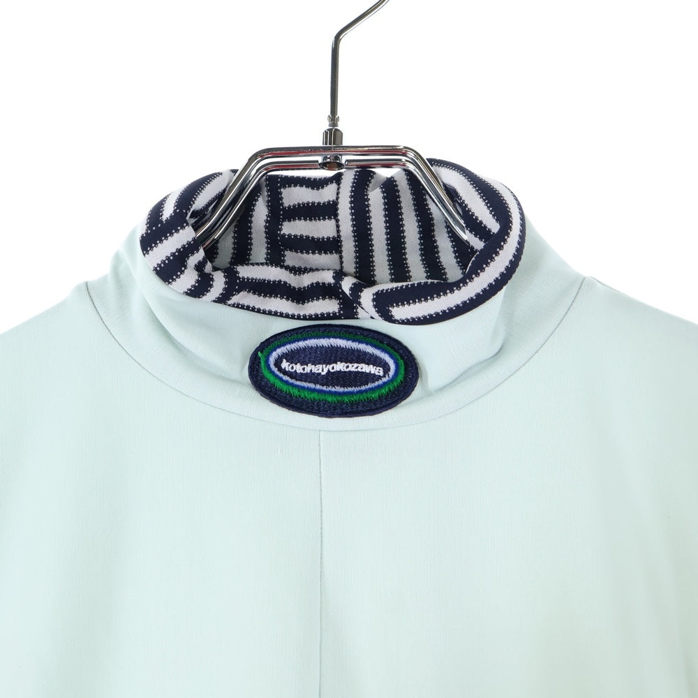 kotohayokozawa(コトハヨコザワ) High Neck Badge Long Tee ハイネックバッジロングティー レディースロゴ刺繍ハイネック長袖Tシャツ KT22A-CS02 ミント/ネイビー