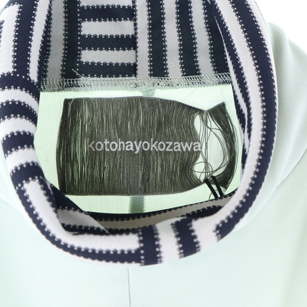 kotohayokozawa(コトハヨコザワ) High Neck Badge Long Tee ハイネックバッジロングティー レディースロゴ刺繍ハイネック長袖Tシャツ KT22A-CS02 ミント/ネイビー