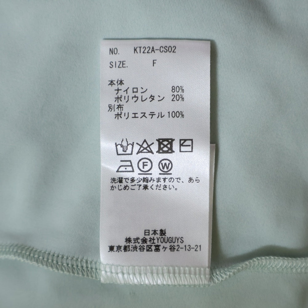 kotohayokozawa(コトハヨコザワ) High Neck Badge Long Tee ハイネックバッジロングティー レディースロゴ刺繍ハイネック長袖Tシャツ KT22A-CS02 ミント/ネイビー