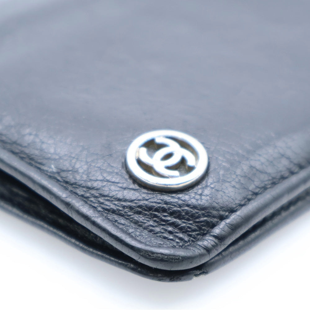 CHANEL(シャネル) COCO マーク 二つ折り長財布 カーフスキン ブラック