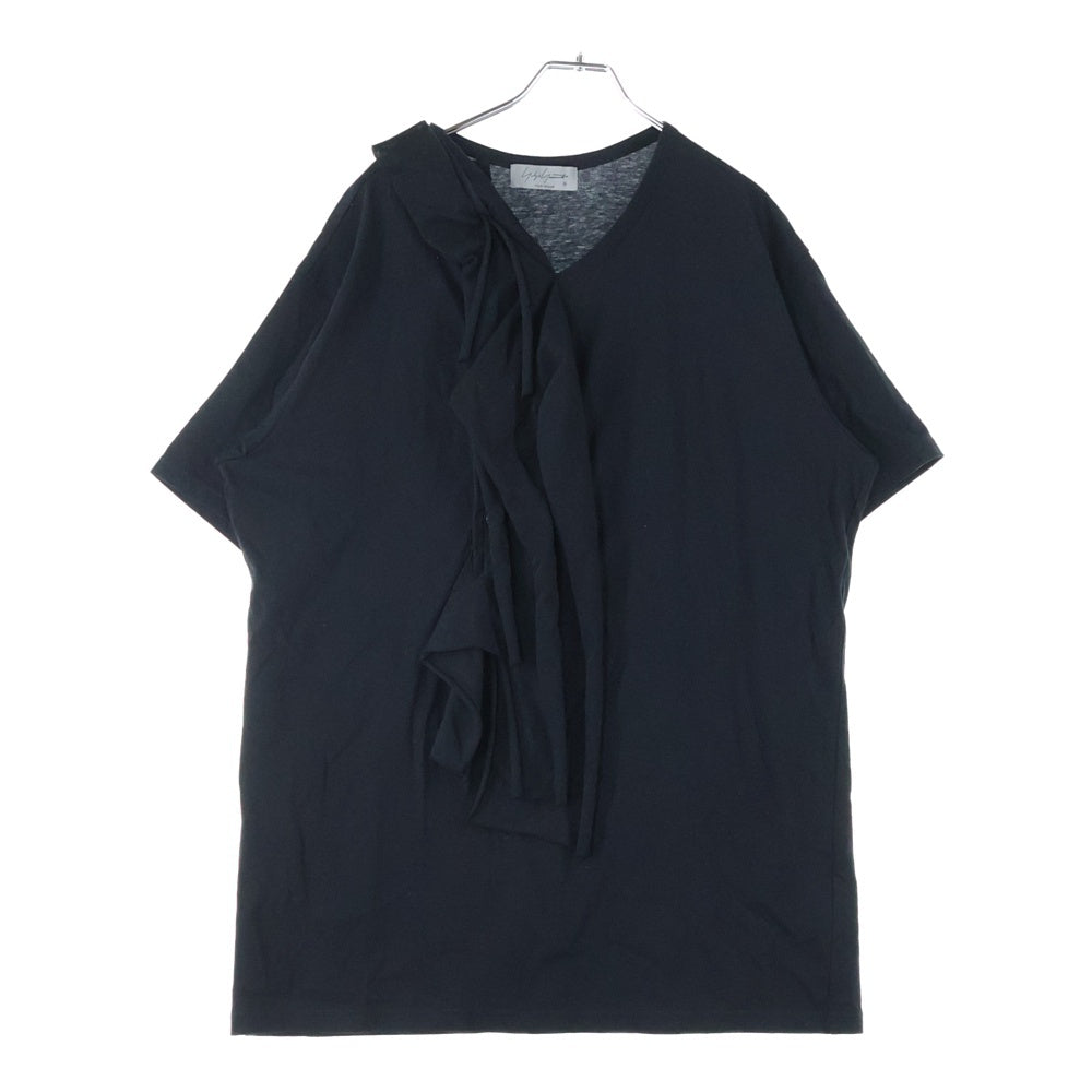 Yohji Yamamoto POUR HOMME(ヨウジヤマモト プールオム) ヘンリーネック Tシャツ ボタン装飾半袖Tシャツ HE-T08-072 ブラック
