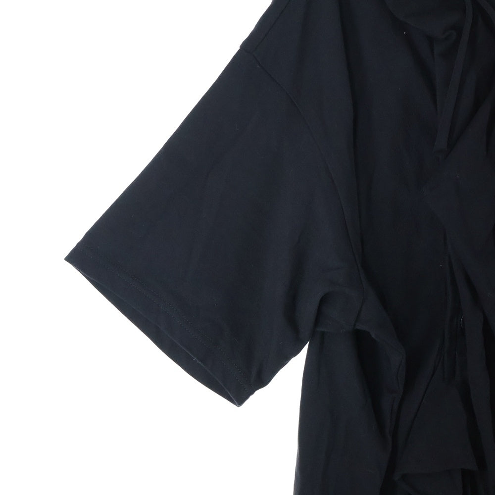 Yohji Yamamoto POUR HOMME(ヨウジヤマモト プールオム) ヘンリーネック Tシャツ ボタン装飾半袖Tシャツ HE-T08-072 ブラック