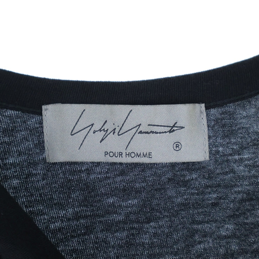 Yohji Yamamoto POUR HOMME(ヨウジヤマモト プールオム) ヘンリーネック Tシャツ ボタン装飾半袖Tシャツ HE-T08-072 ブラック
