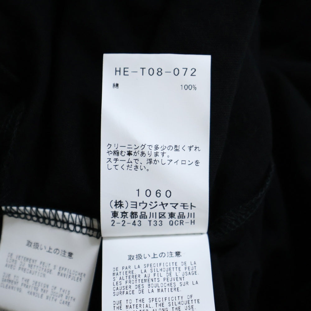 Yohji Yamamoto POUR HOMME(ヨウジヤマモト プールオム) ヘンリーネック Tシャツ ボタン装飾半袖Tシャツ HE-T08-072 ブラック