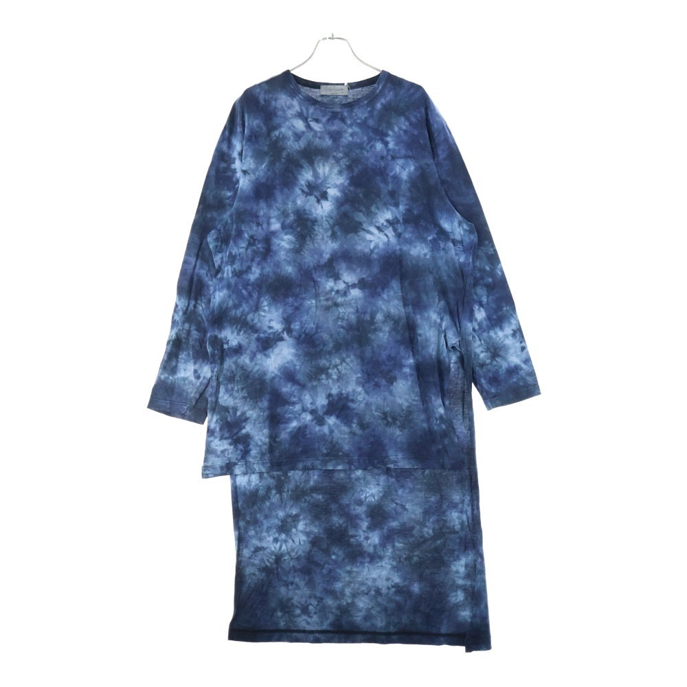 Yohji Yamamoto POUR HOMME(ヨウジヤマモト プールオム) Tie-Dye タイダイ長袖Tシャツ スリットロングカットソー HD-T39-086 ネイビー