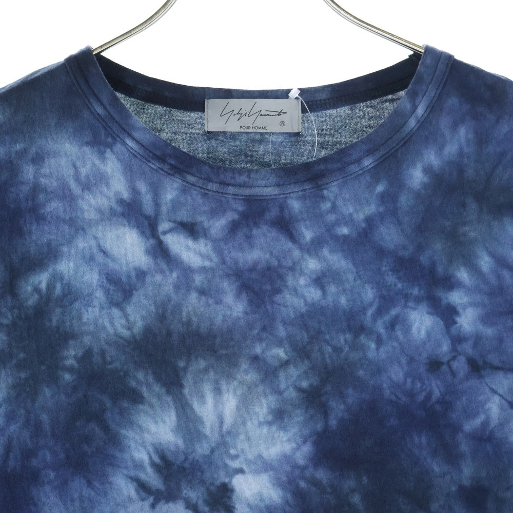 Yohji Yamamoto POUR HOMME(ヨウジヤマモト プールオム) Tie-Dye タイダイ長袖Tシャツ スリットロングカットソー HD-T39-086 ネイビー