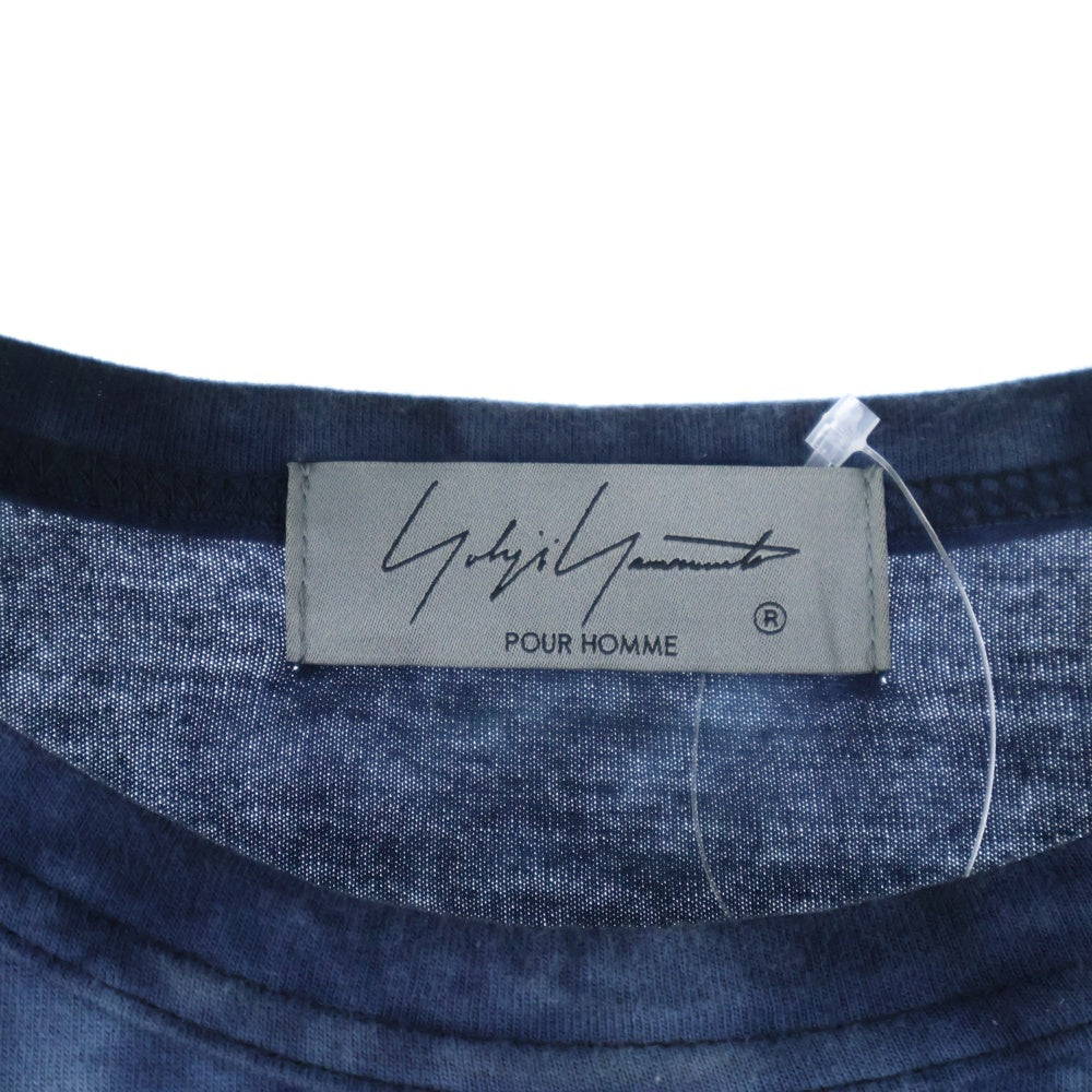 Yohji Yamamoto POUR HOMME(ヨウジヤマモト プールオム) Tie-Dye タイダイ長袖Tシャツ スリットロングカットソー HD-T39-086 ネイビー