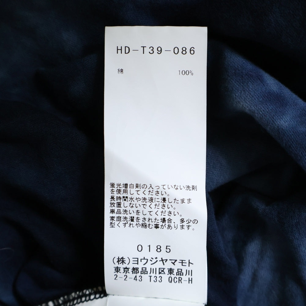 Yohji Yamamoto POUR HOMME(ヨウジヤマモト プールオム) Tie-Dye タイダイ長袖Tシャツ スリットロングカットソー HD-T39-086 ネイビー
