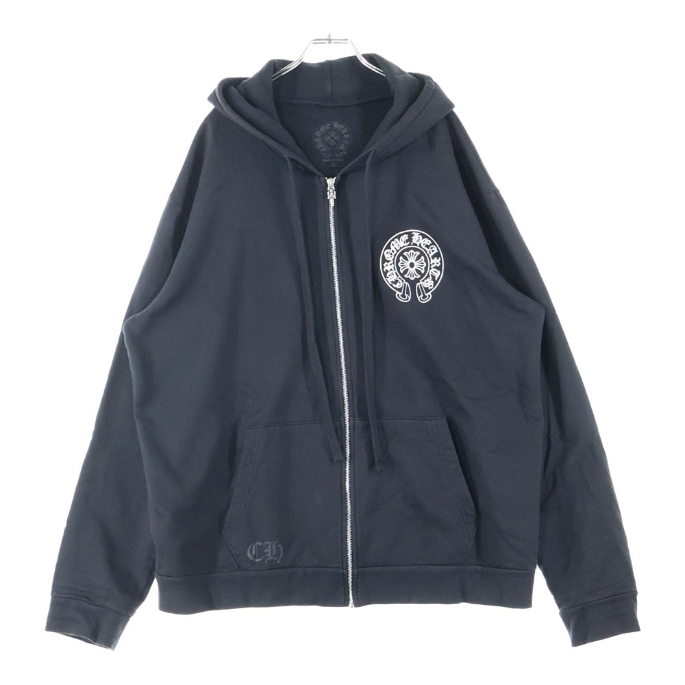 CHROME HEARTS(クロムハーツ) SWTSHRT HD ZIP 東京限定 ホースシュー バックプリント ジップアップパーカー ブラック