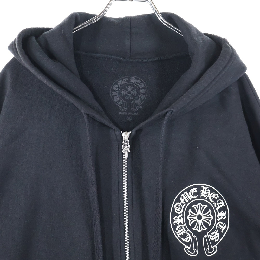 CHROME HEARTS(クロムハーツ) SWTSHRT HD ZIP 東京限定 ホースシュー バックプリント ジップアップパーカー ブラック