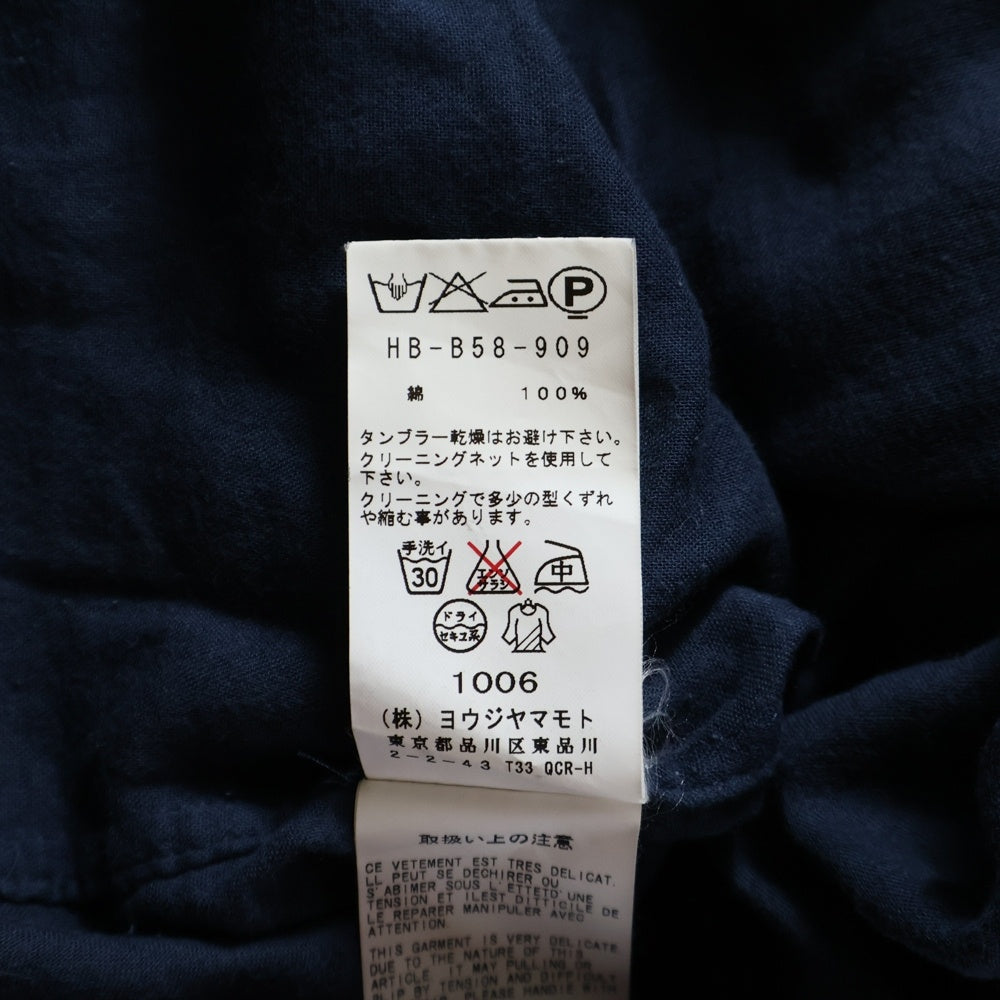 B Yohji Yamamoto(ビー ヨウジヤマモト) SHORT SLEEVE SHIRT ショートスリーブ 半袖シャツ ネイビー HB-B58-909