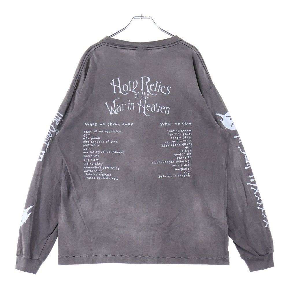 SAINT MICHAEL(セントマイケル) LS TEE SATAN ヴィンテージ加工ロングスリーブ 長袖Tシャツ カットソー SM-A21-0000-025 ブラウン