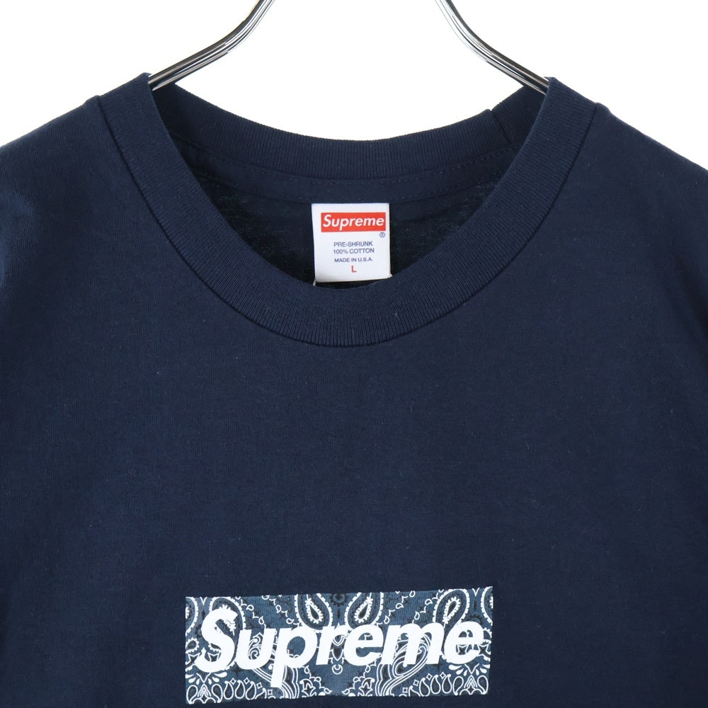 SUPREME(シュプリーム) 19AW Bandana Box Logo Tee バンダナボックスロゴティー ロゴプリントクルーネック半袖Tシャツ ネイビー