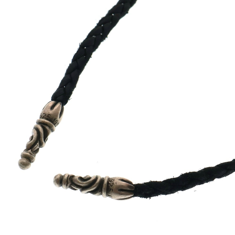 CHROME HEARTS(クロムハーツ) LEATHER BRAID SCROLL ネックレス レザーブレイドネックレス ブラック/シルバー BCA377