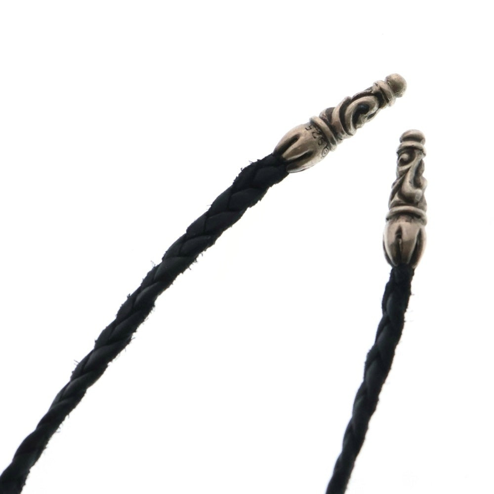 CHROME HEARTS(クロムハーツ) LEATHER BRAID SCROLL ネックレス レザーブレイドネックレス ブラック/シルバー BCA377