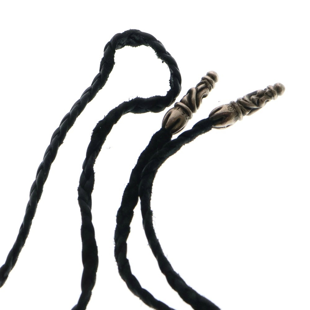 CHROME HEARTS(クロムハーツ) LEATHER BRAID SCROLL ネックレス レザーブレイドネックレス ブラック/シルバー BCA377