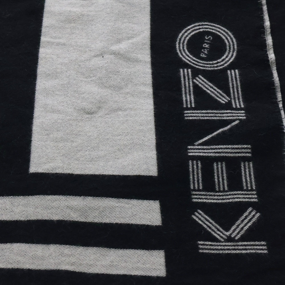 KENZO(ケンゾー) WOOL MUFFLER ウールマフラー ブラック/ホワイト