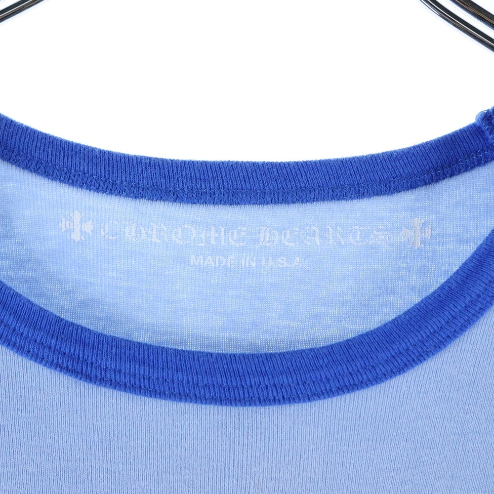 CHROME HEARTS(クロムハーツ) CROSS RAGLAN TEE セメタリークロス 半袖Tシャツ レディース ホワイト/ブルー