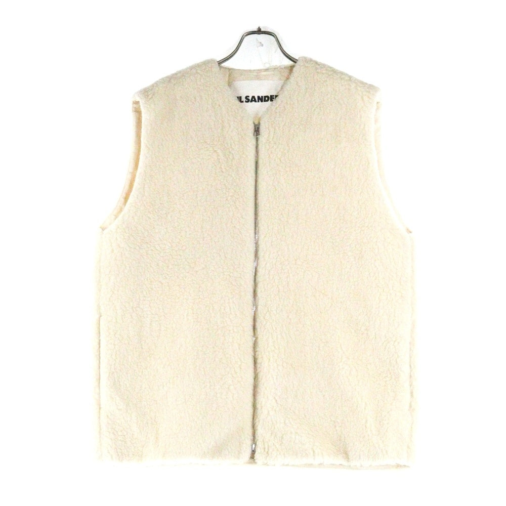 JIL SANDER(ジルサンダー) Wool Fleece Zip Gilet ウールフリース ジレ ジップアップボアベスト アイボリー JSMU460101 MU210805A