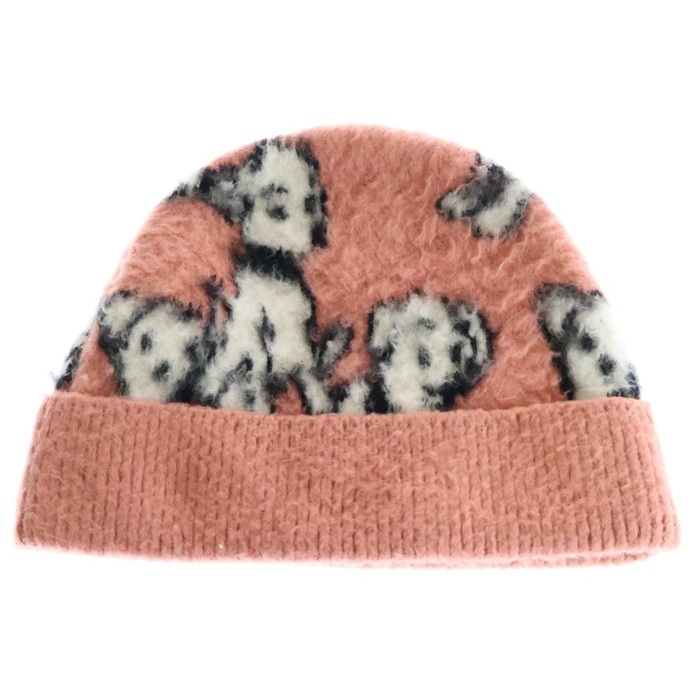 CELINE(セリーヌ) Knit Beanie エイミードリアン 犬柄 ニットビーニー ニット帽 帽子 ピンク 2A97W531Q