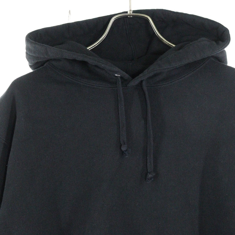 SUPREME(シュプリーム) 19AW Text Rib Hooded Sweatshirt テキストリブフーデッドスウェットシャツ サイドロゴプルオーバーパーカー ブラック