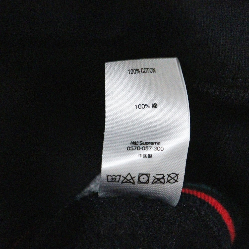 SUPREME(シュプリーム) 19AW Text Rib Hooded Sweatshirt テキストリブフーデッドスウェットシャツ サイドロゴプルオーバーパーカー ブラック