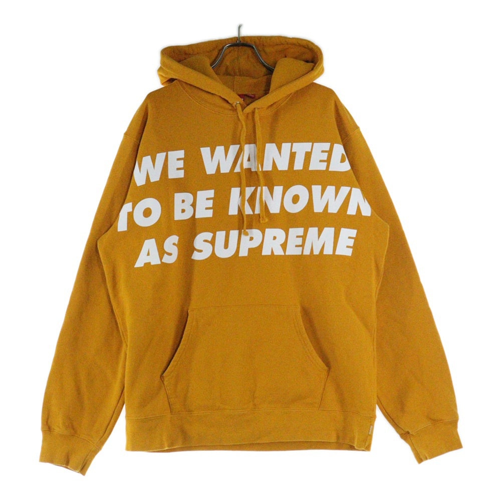 SUPREME(シュプリーム) 20SS Known As Hooded Sweatshirt ノウンアスフーデッドスウェットシャツ ロゴプリントプルオーバースウェットパーカー イエロー