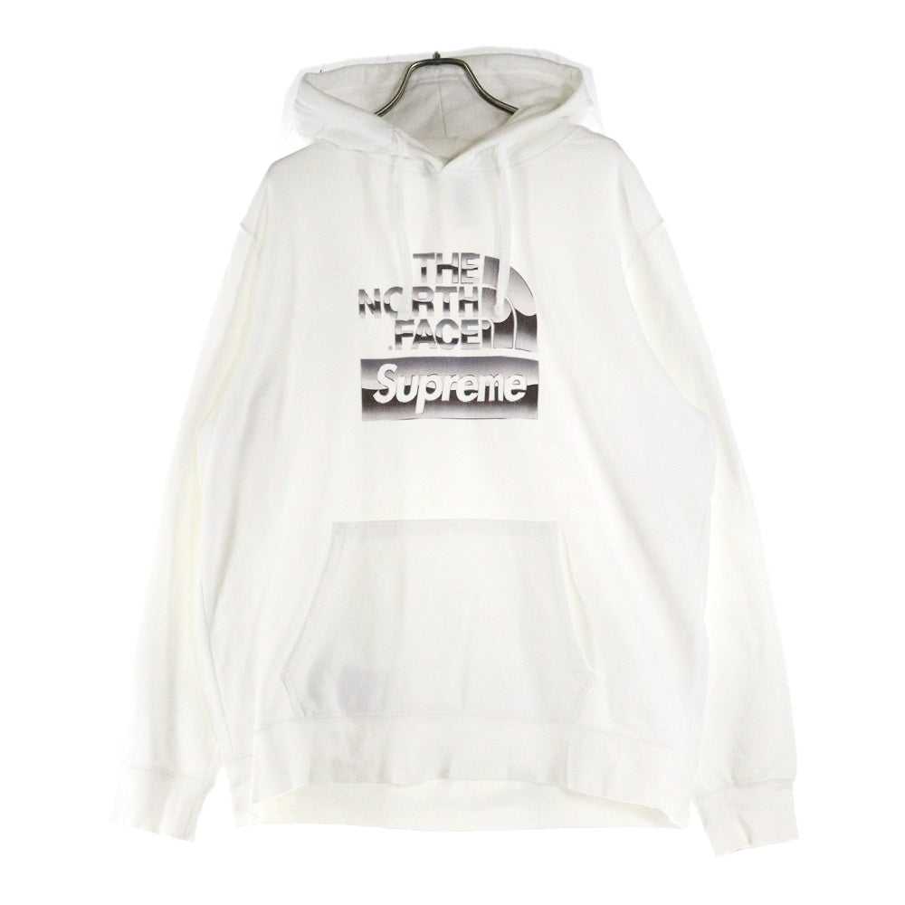 SUPREME(シュプリーム) 18SS Metallic Logo Hooded Sweatshirt メタリックロゴフーデッドスウェットシャツ ロゴプリントプルオーバースウェットパーカー ホワイト